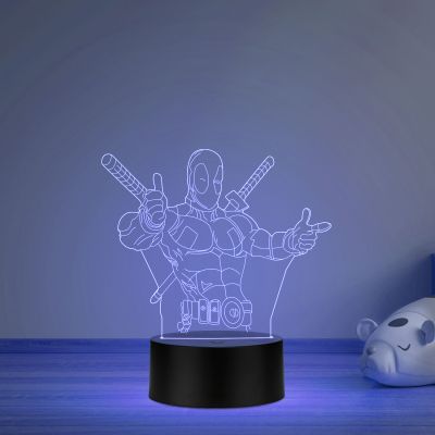3D Illusion Anime Catroon Marvel Hero Deadpool852 Acrylic Table Night Lamp multicolored Light
